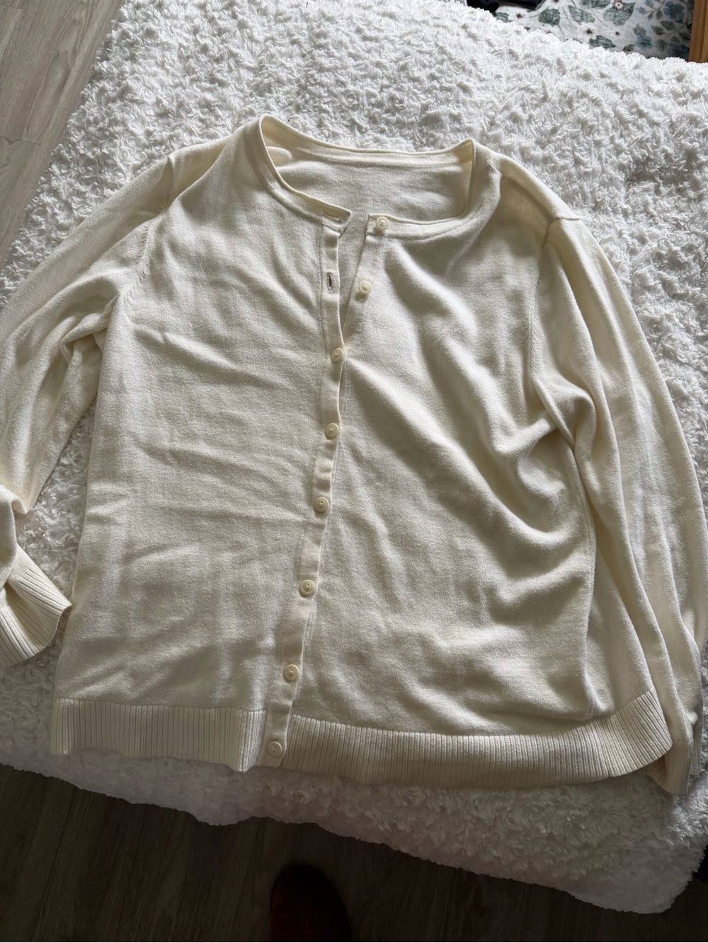 White cardigan sweater